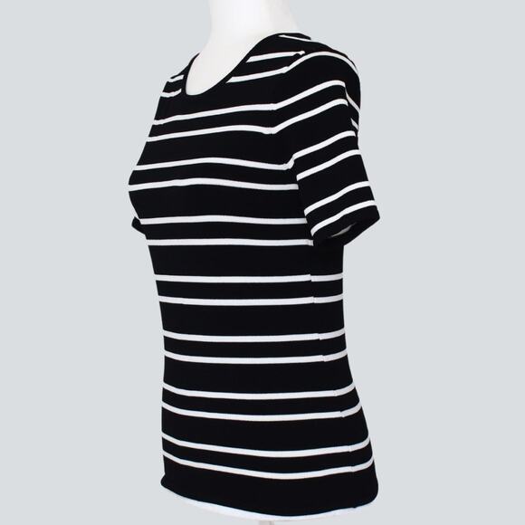 CARMEN Women's Black & White Striped Knit Top Size XS - Picture 2 of 7